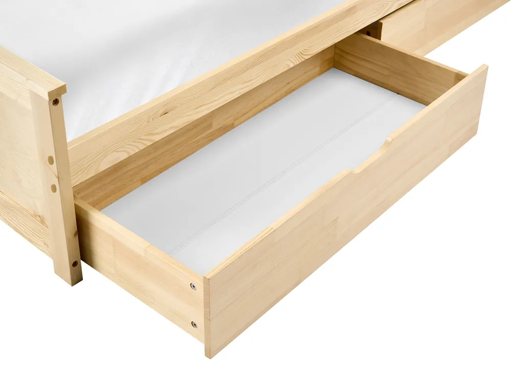 Bed with 2 Drawers DAUPHIN Pine Wood Light Brown 90 x 200 cm (EU Single)_1059765