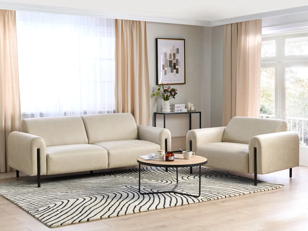 Living Room Set Seater ASKIM Fabric Beige