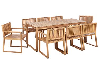 Gartenmöbel Set zertifiziertes Akazienholz hellbraun 8-Sitzer 9-teilig SASSARI II