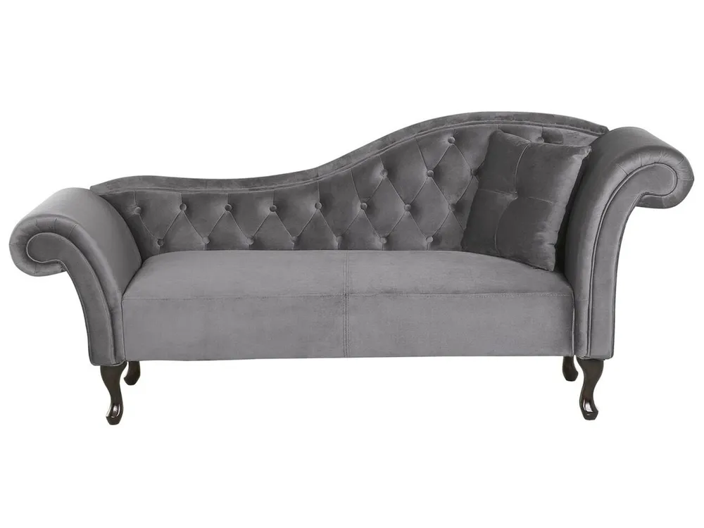 Right-Hand Chaise Longue LATTES Velvet Grey
