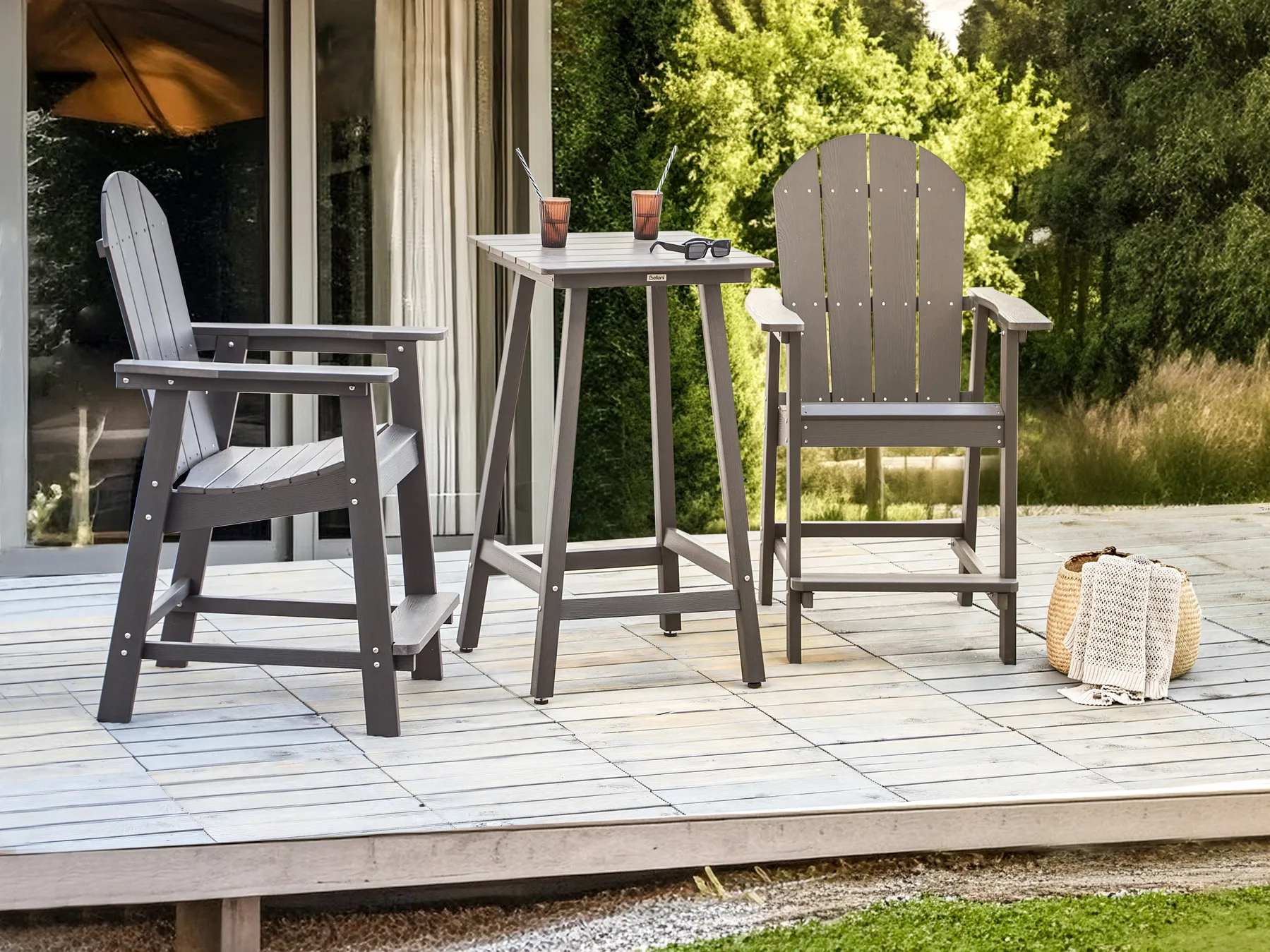 Garden Bar Table ADIRONDACK 60 cm 59 cm Synthetic Material Dark Grey_938508