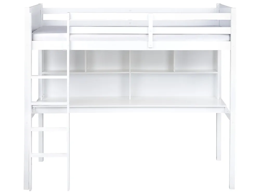 High Sleeper Bed with Desk Pine Wood FOUCAMONT 90 x 200 cm (EU Single) White_964276