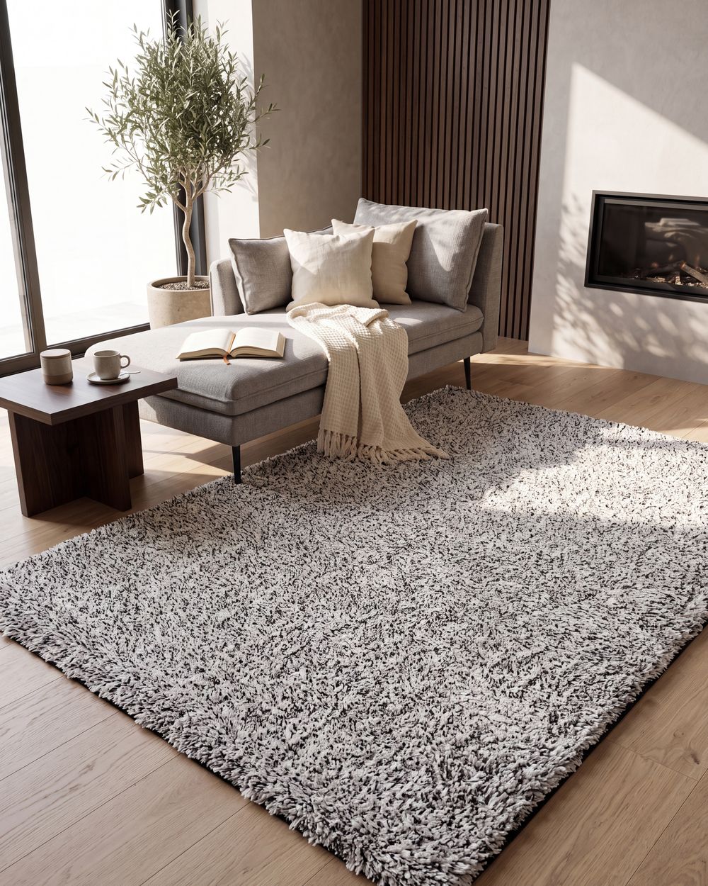 Tappeto Shaggy DEMRE Grigio 160 x 230 cm