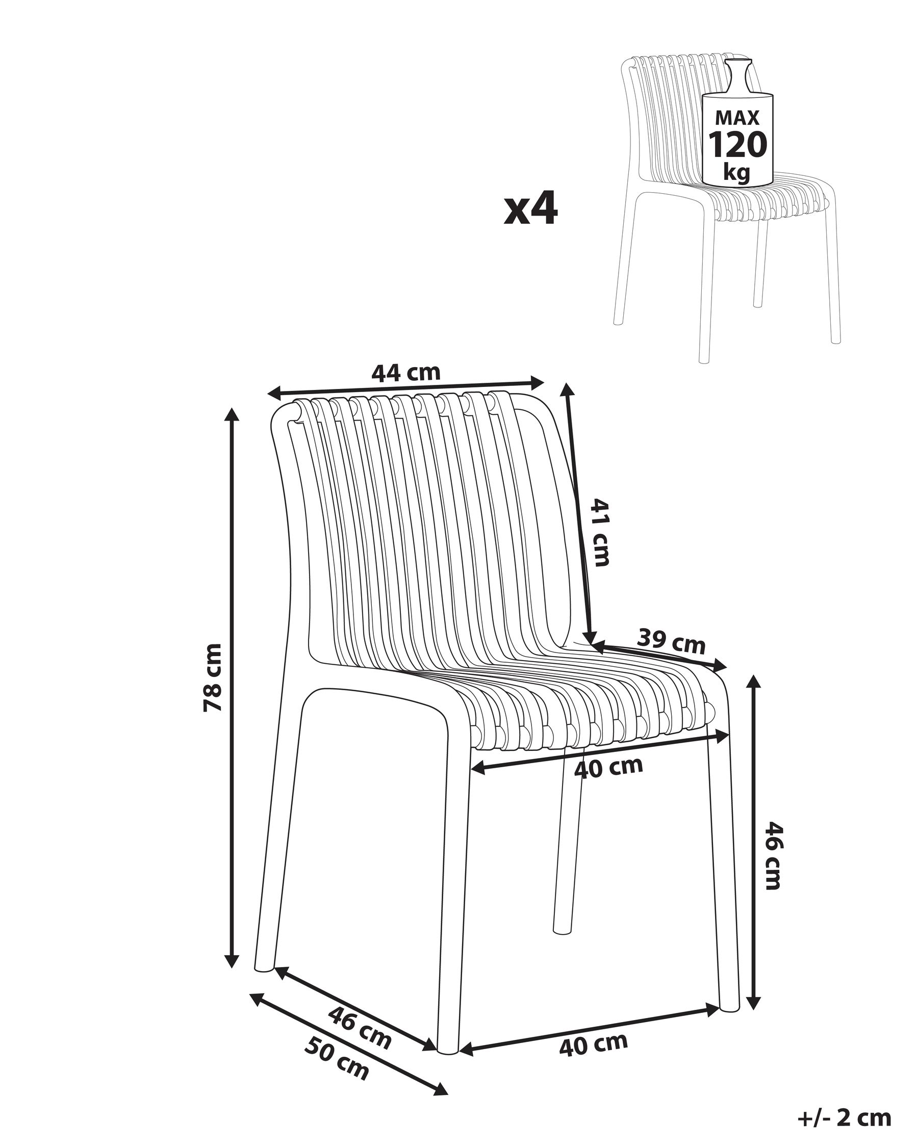Set of 4 Garden Chairs ARICCIA Mustard_1051443