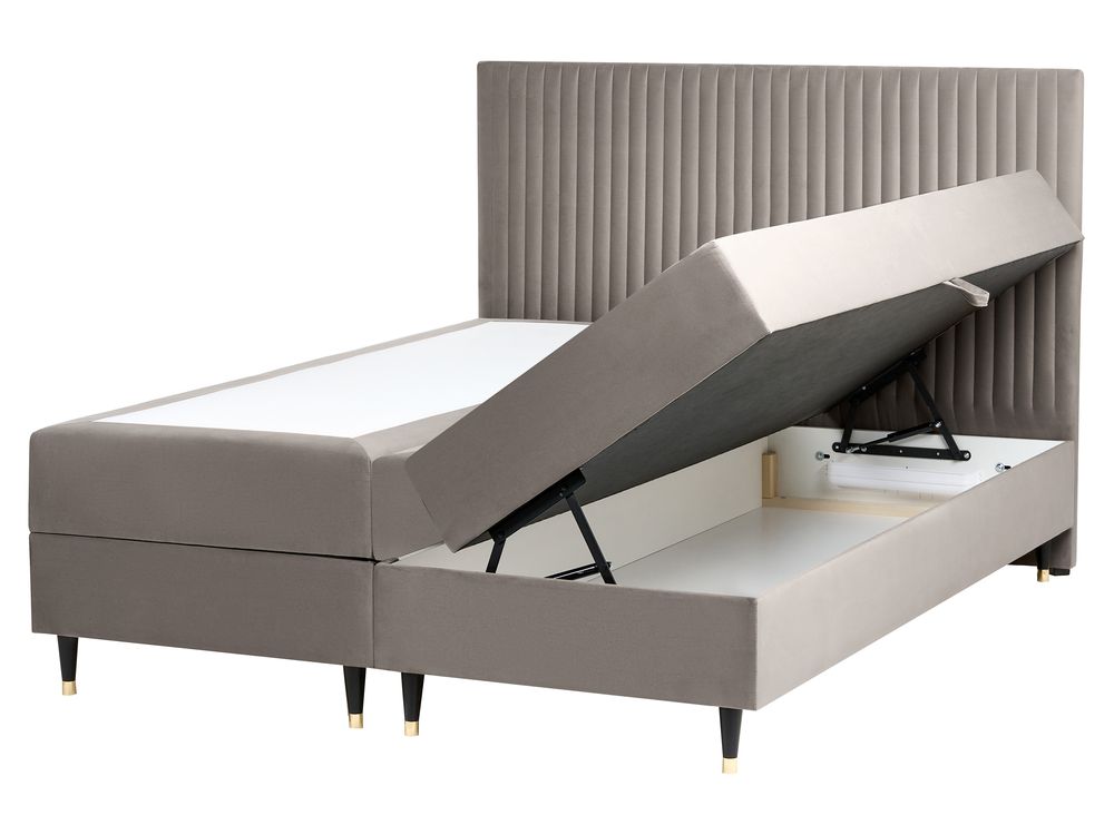 Divan Bed with Storage DAME Velvet Taupe 160 x 200 cm (EU King Size)