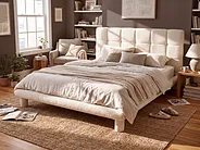 Bed Boucle CRESSAT 160 x 200 cm (EU King Size) Off-White_1150974
