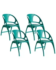 Set of 4 Garden Chairs NEMI Folding Teal_990622