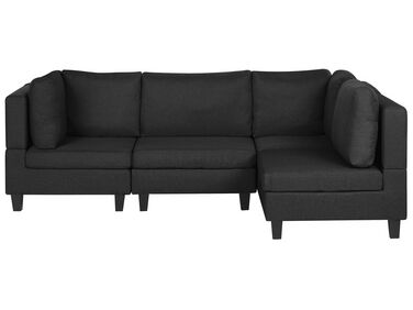 Left Hand 4 Seater Modular Fabric Corner Sofa Black FEVIK 