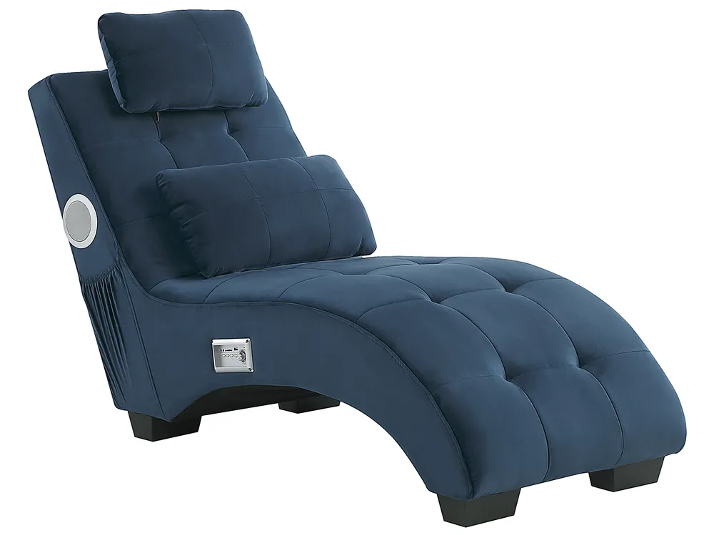 Chaise longue SIMORRE con altoparlante Bluetooth integrato Velluto Blu scuro_823087