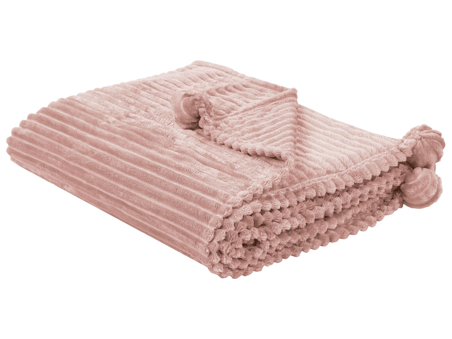 Decke rosa mit Pompons 150 x 200 cm KAWERI_810911