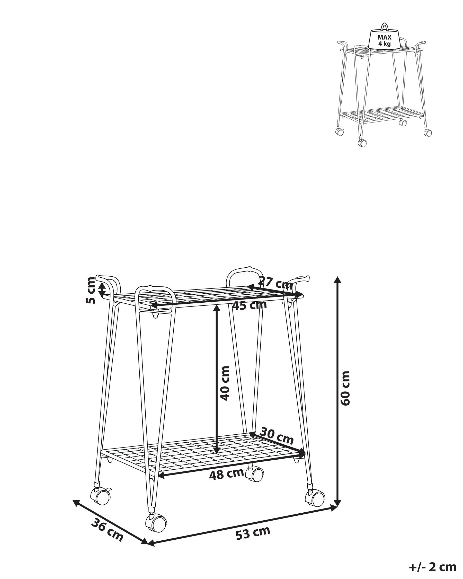 Wózek łazienkowy YUMBILLA z kółkami Metal Biały_1062900