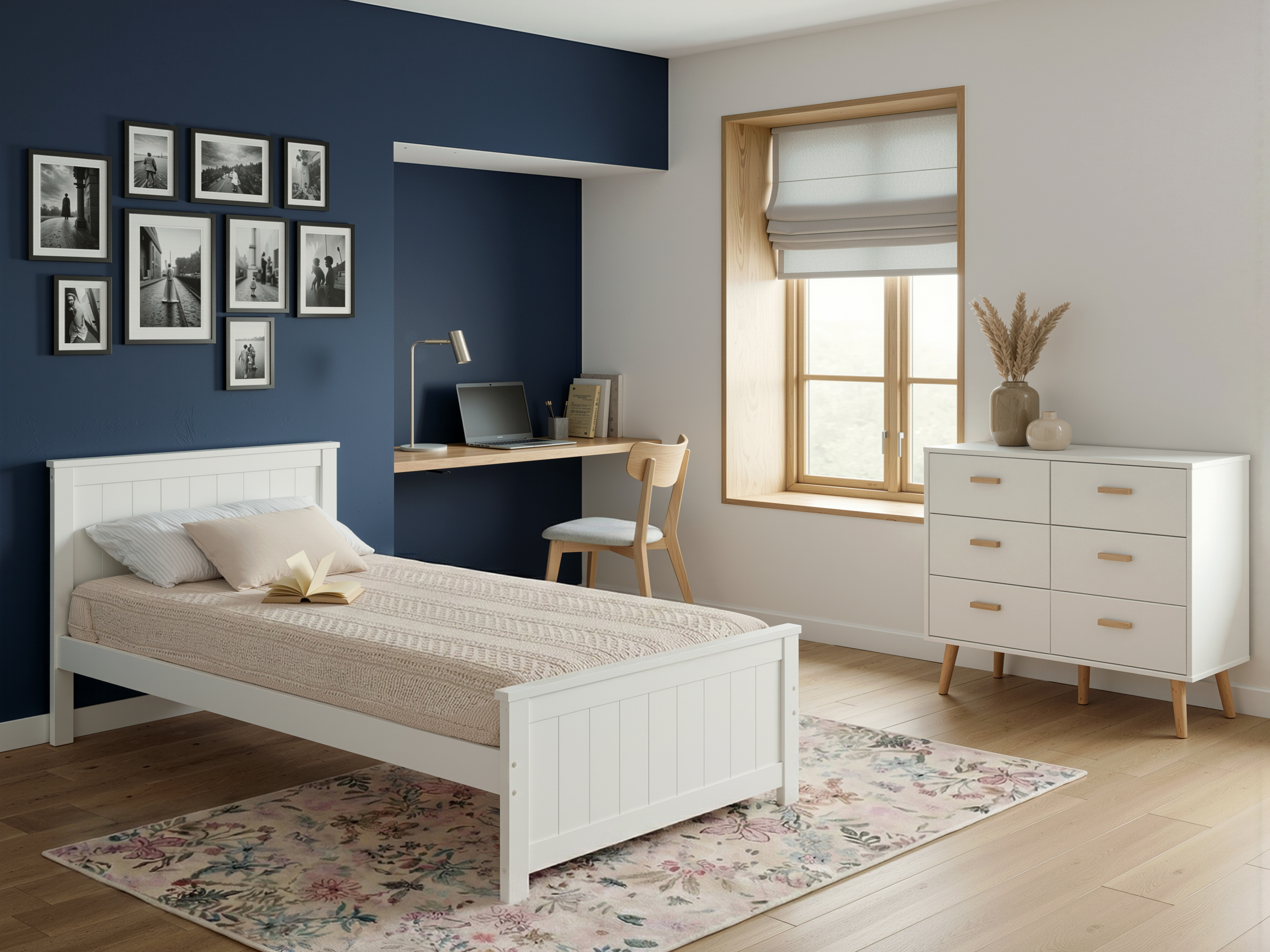 Bed Pine Wood SABRAN 90 x 200 cm (EU Single) White_1060835