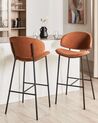 Sada 2 čalouněných barových židlí oranžová KIANA_908130