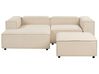 Modular Corner Sofa 2 Seater ARDAL with Ottoman Fabric Beige Right Hand