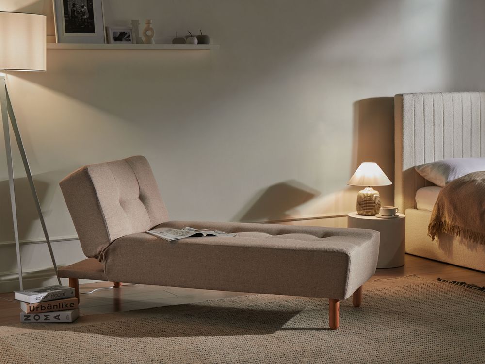 Chaise Longue ALSTEN Fabric Beige
