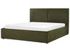 Cama de casal com arrumação em tecido bouclé verde 160 x 200 cm MOISSAC_928936