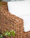 Garten Ecksofa Rattan naturfarben 3-Sitzer linksseitig Auflagen cremeweiß BRIATICO_928281