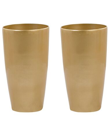 Set of 2 Plant Pots ⌀ 32 cm Gold TSERIA 
