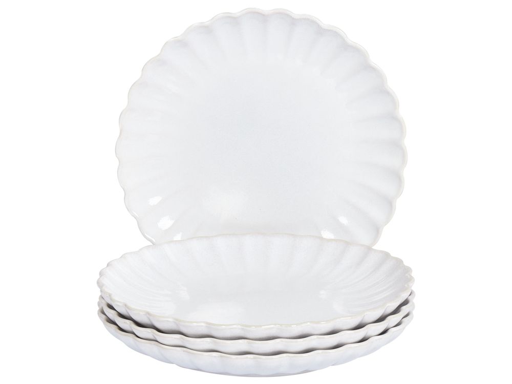 Set de 4 assiettes à dessert NETTLE Grès Blanc 21 cm