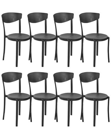 Sada 8 jídelních židlí černé VIESTE