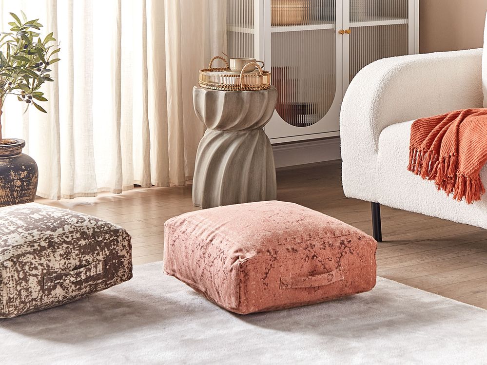 Pouffe SHASA Cotton Light Red