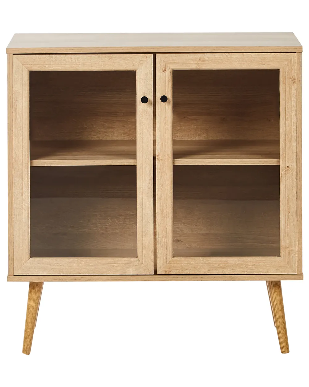 Glass Display Sideboard ALBANY 80 cm Light Brown_963432