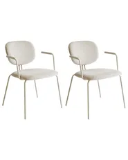 Set di 2 sedie da pranzo CARILLE Ciniglia Beige chiaro_968434