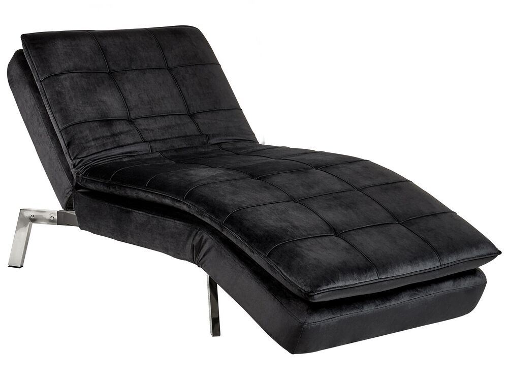 Chaise Longue LOIRET Velvet Black
