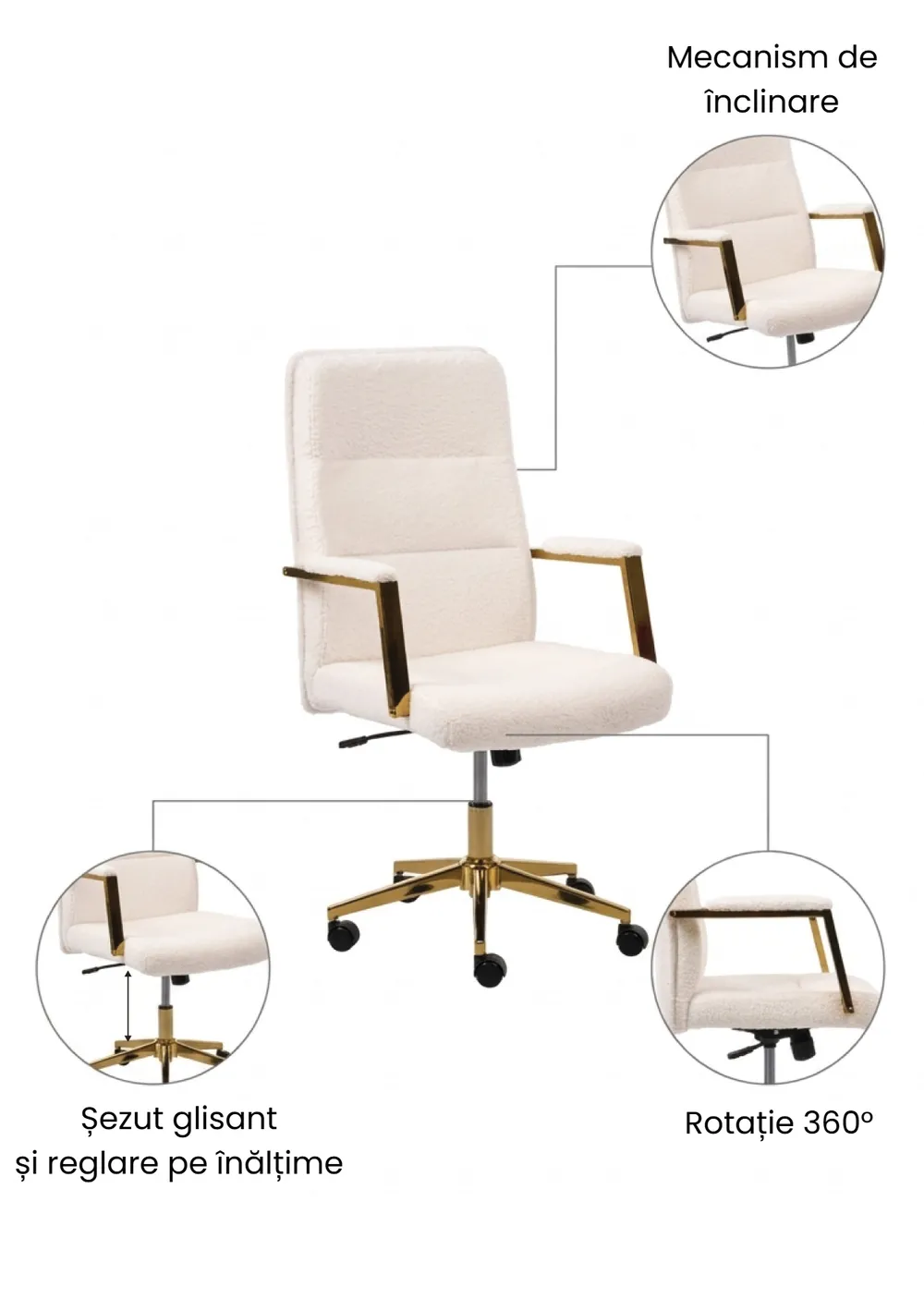 Scaun executiv DEMURE Boucle Alb-murdar_1063331