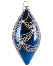 Set of 35 Baubles ICEDROP Glass Blue/ Gold_1028545