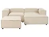 Canapé d'angle modulable 2 places ARDAL avec ottoman Tissu Beige Côté gauche