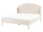 Bed Velvet AMBILLOU 160 x 200 cm (EU King Size) Light Beige_857630