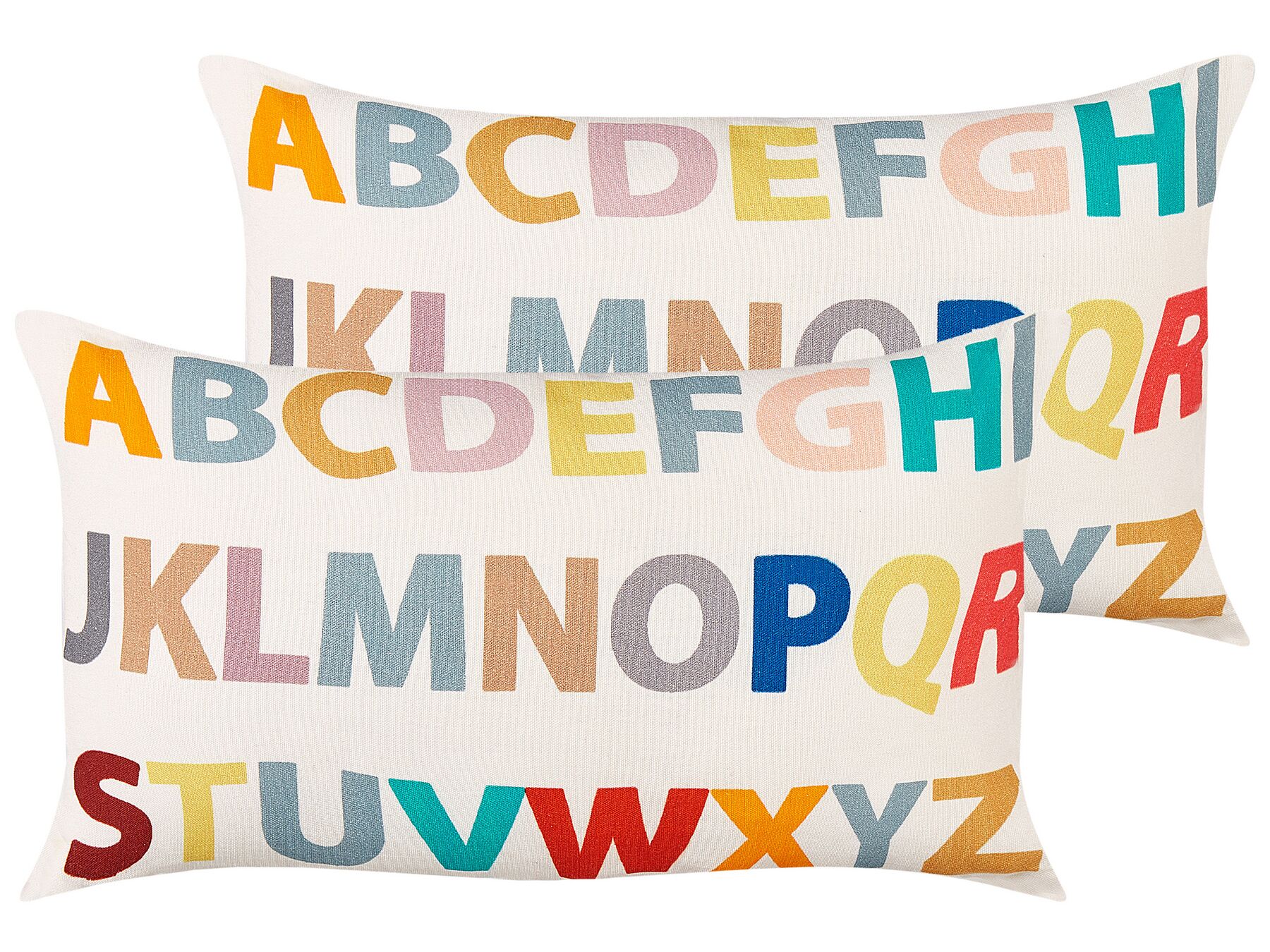 Sada 2 bavlněných dětských polštářů s motivem abecedy 30 x 50 cm Vícebarevné ASARUM_906150