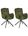 Set of 2 Dining Chairs Swivel AVELAR Fabric Dark Green