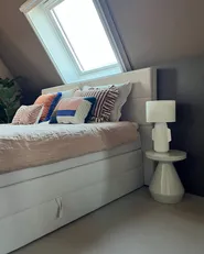 Lit boxspring avec rangement ARISTOCRAT Tissu Beige clair 180 x 200 cm_982829