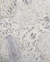 Kulatý kožený patchworkový koberec, ⌀ 140 cm, stříbrný BOZKOY_787130