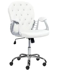 Desk Chair PRINCESS Faux Leather White_855624
