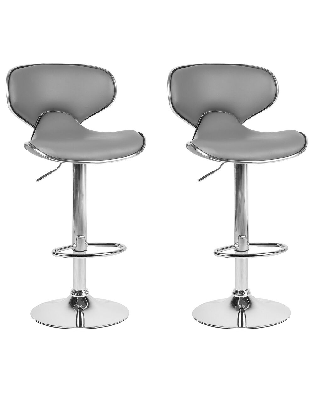 Set of 2 Faux Leather Swivel Bar Stools Grey CONWAY Beliani.pl