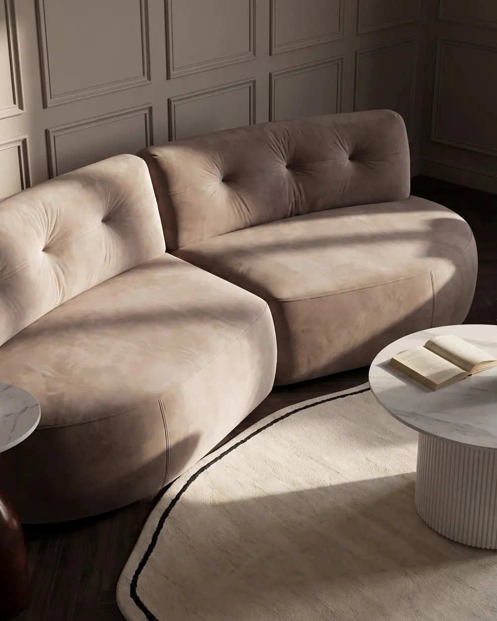 Sofa 3 Seater LAERDAL Velvet Taupe_1062019