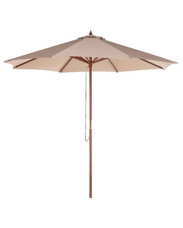 Parasol de jardin en bois avec toile beige sable ⌀ 270 cm TOSCANA 