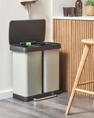 Double Pedal Waste Bin 60 L ECOSORT Metal Light Green_992882