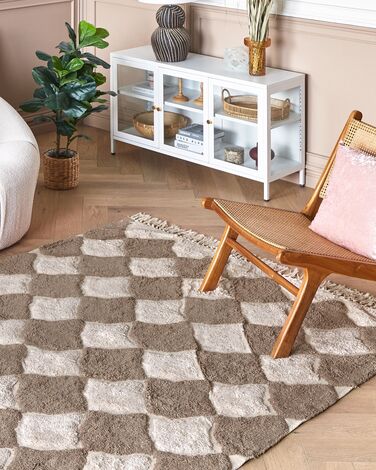 Cotton Area Rug 140 x 200 cm Brown and Beige SINOP