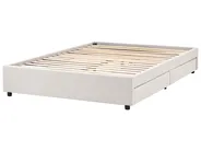 Bett mit Schubladen ohne Kopfteil PRADES Stoff Hellbeige 140 x 200 cm_996127