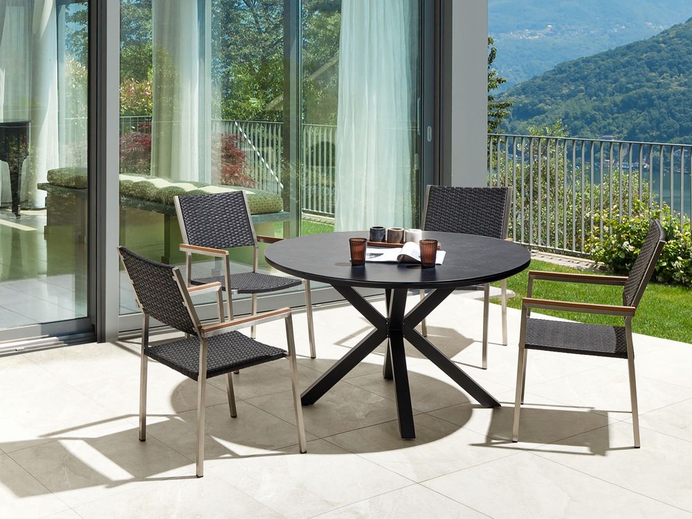 Garden Dining Set 4 Seater MALETTO/GROSSETO PE Rattan Black