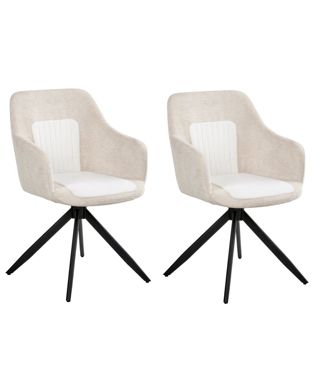 Set of 2 Dining Chairs Swivel LIKELY Fabric White