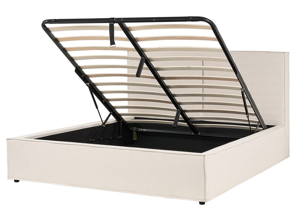 Lit ottoman MOISSAC Tissu Beige 160 x 200 cm