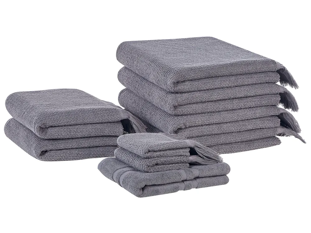 Set di 9 asciugamani ATIU Tessuto a spugna Grigio_1067899