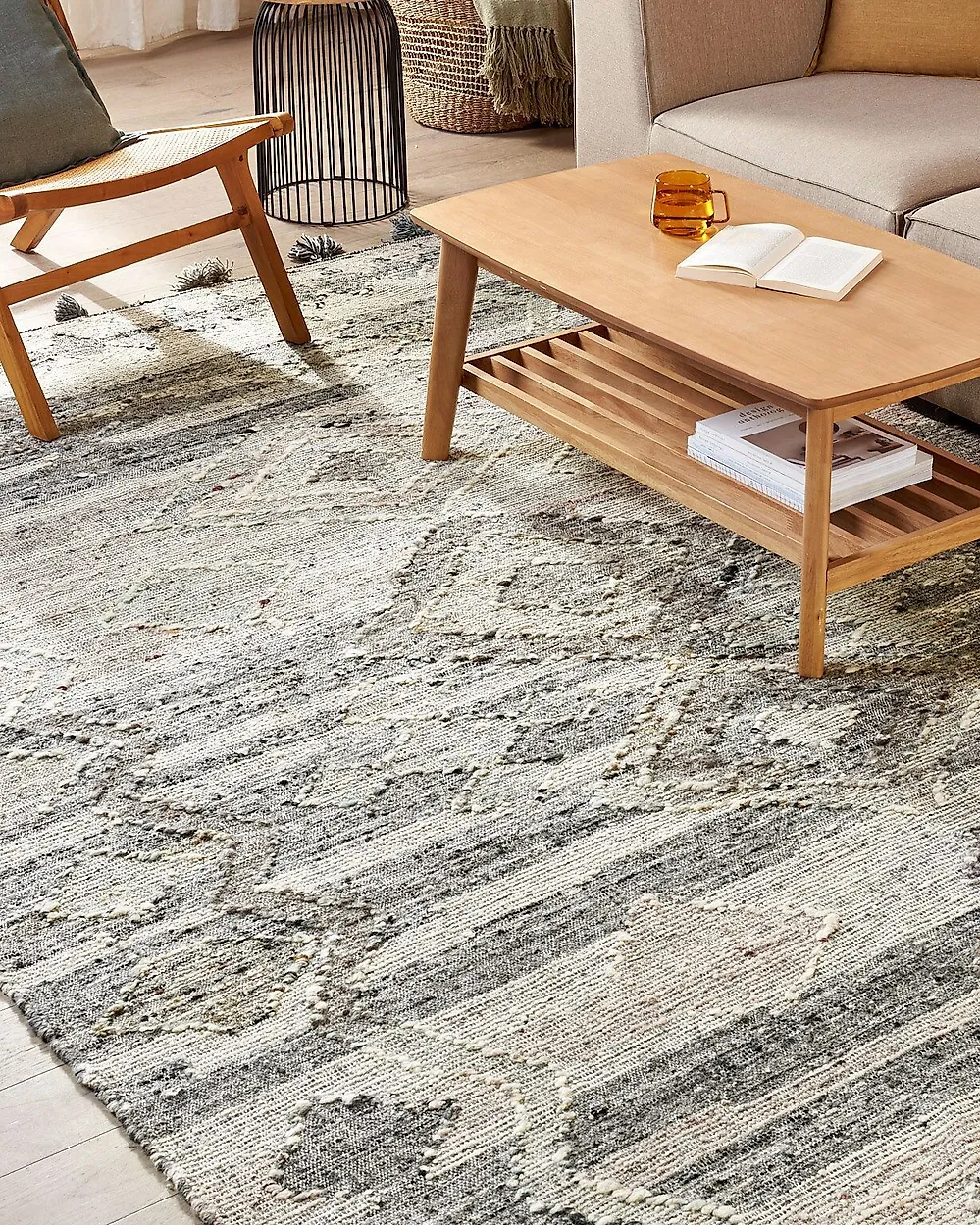 Rug ARATASHEN Grey 200 x 300 cm Kilim Wool_1184721