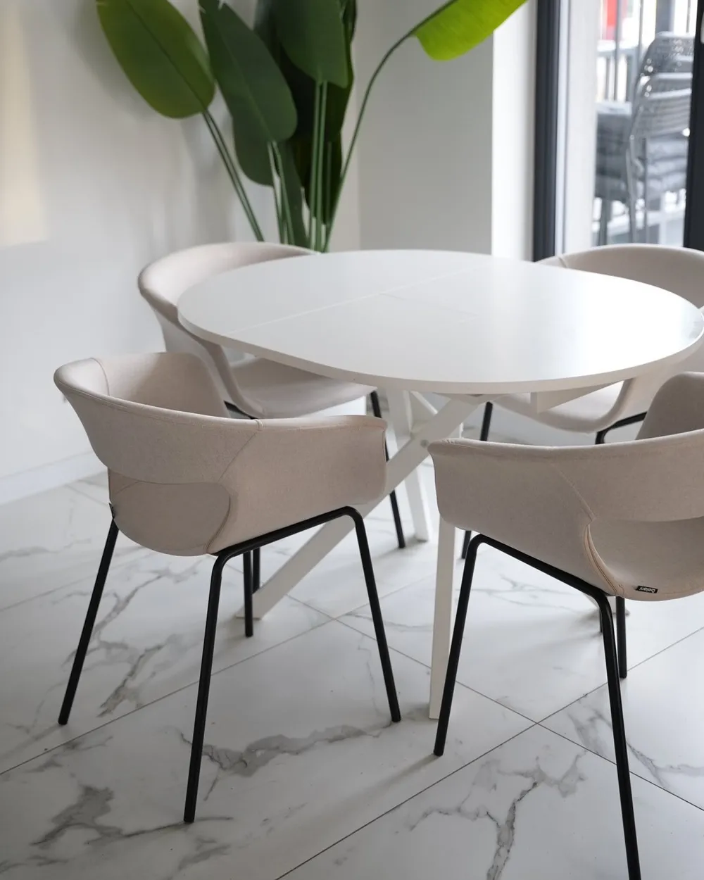 Set di 2 sedie da pranzo ELMA Tessuto Beige chiaro_1047821