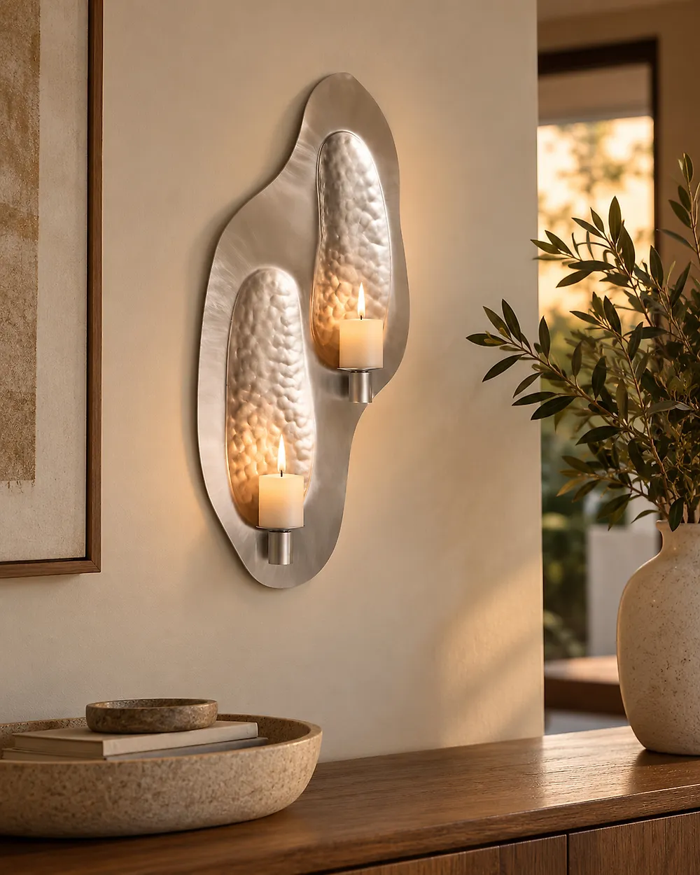 Wandkerzenhalter PENICHE 60 cm Metall Silber